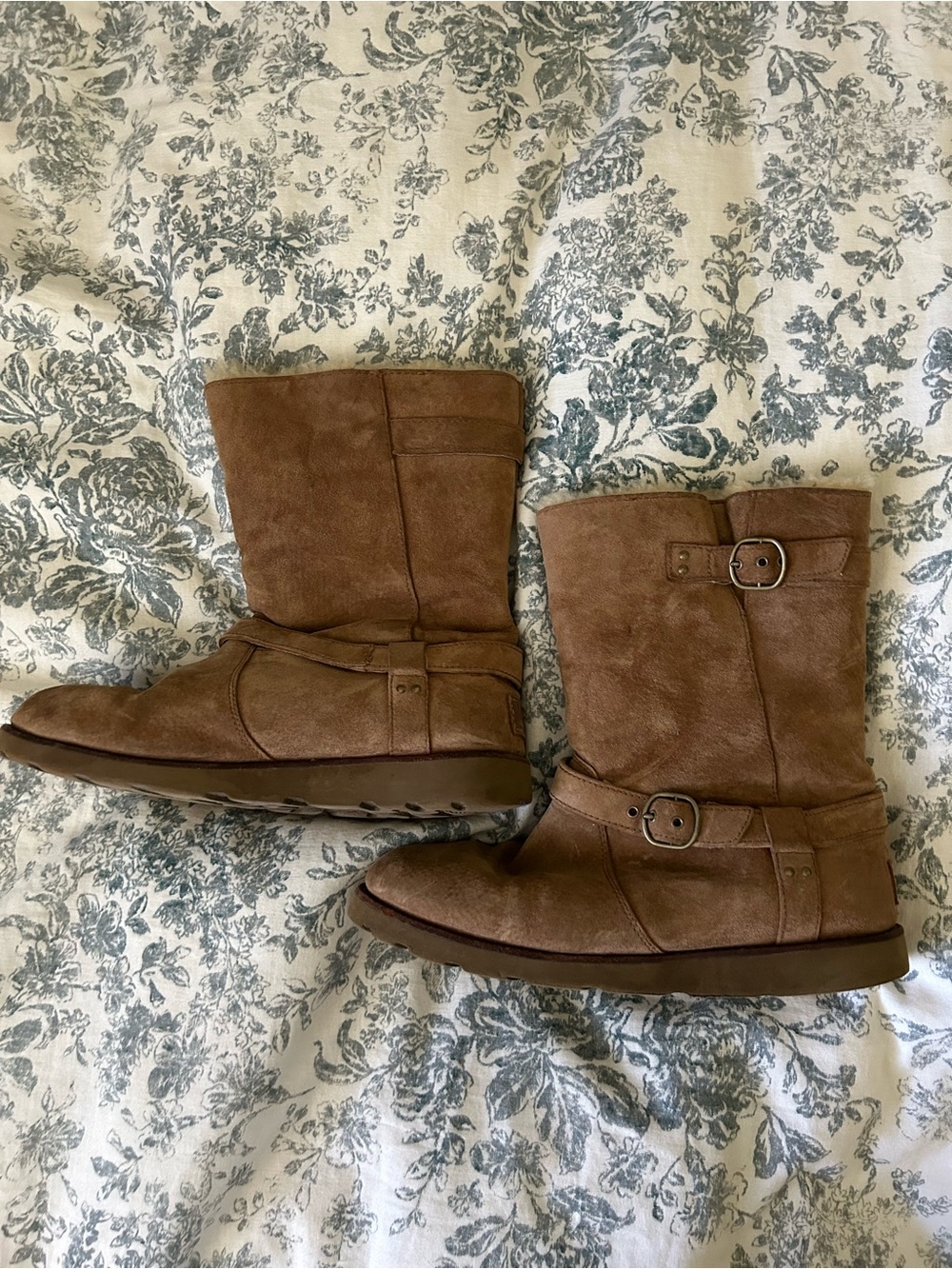 UGG Noira Women's buckle Mid-Calf Suede Boots - Brown
